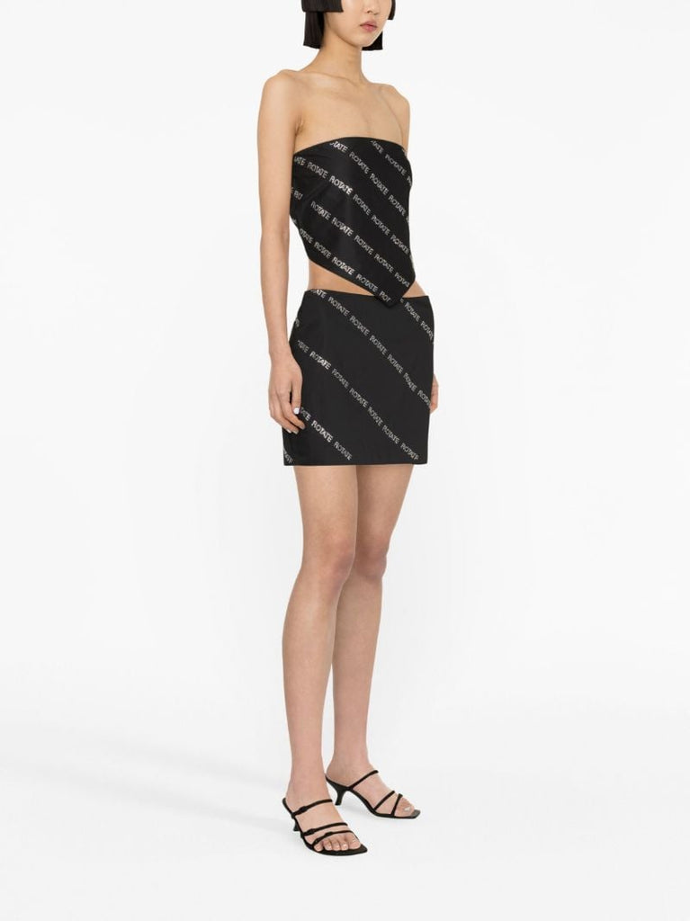 Black Rhinestone-embellished Mini Skirt