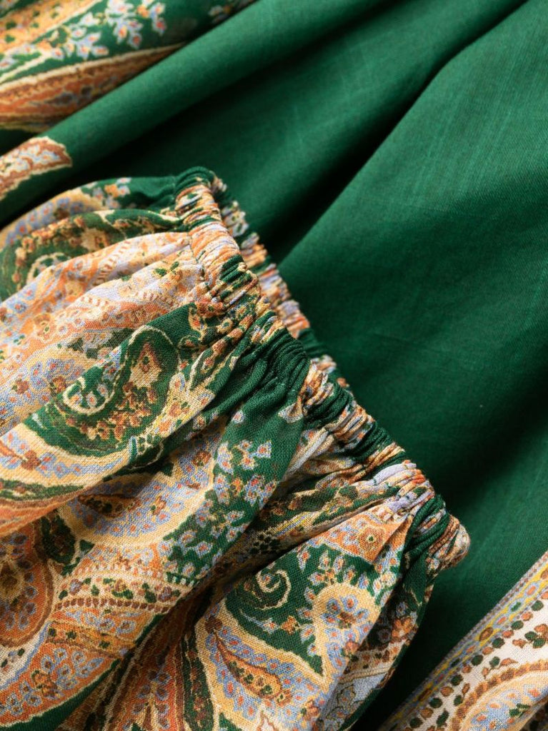 Green Devi Paisley-print Wrap Dress