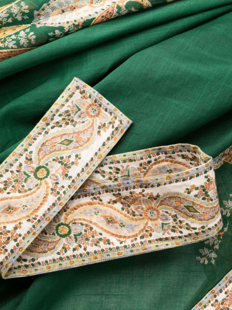 Green Devi Paisley-print Wrap Dress