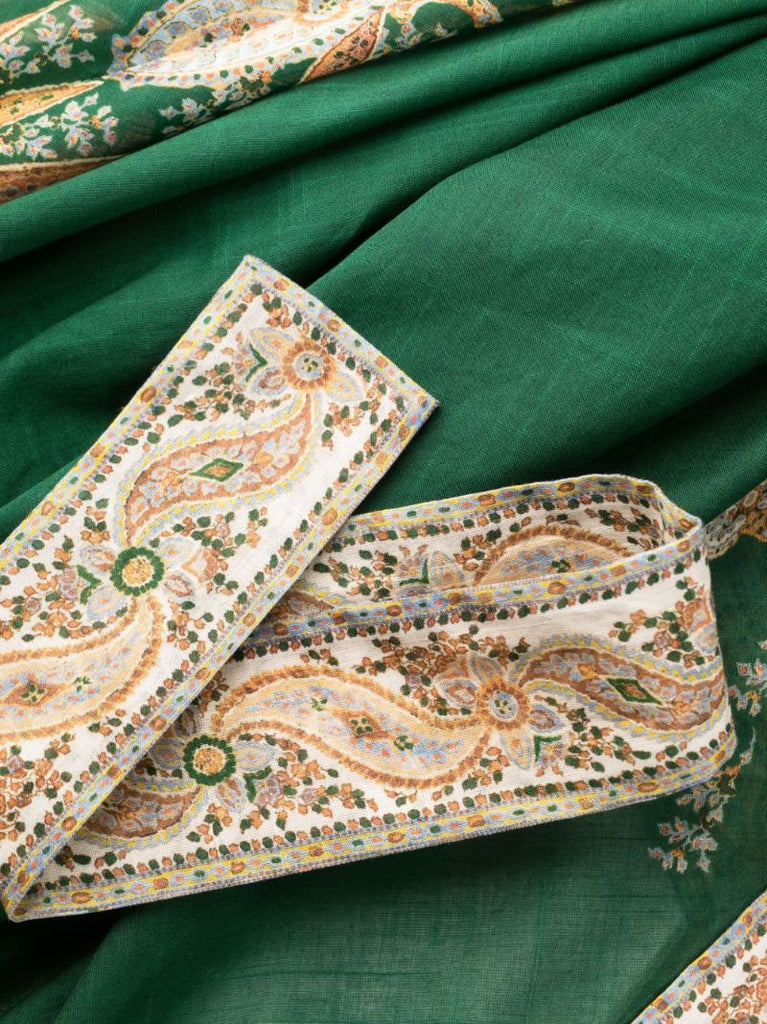 Green Devi Paisley-print Wrap Dress