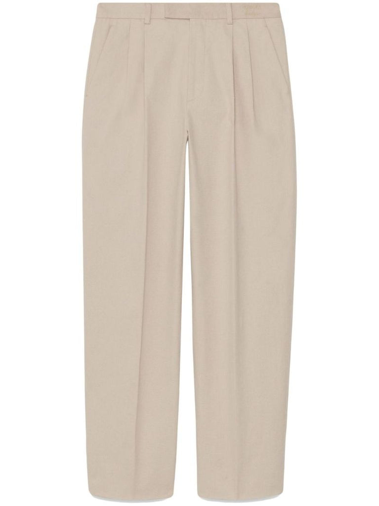 Neutral Embroidered Patch Tailored Trousers