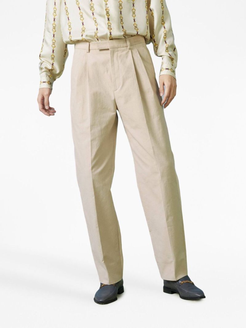Neutral Embroidered Patch Tailored Trousers