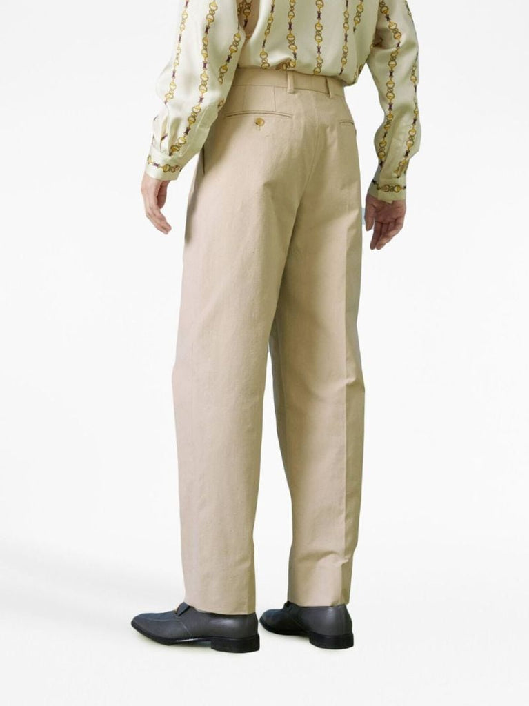Neutral Embroidered Patch Tailored Trousers