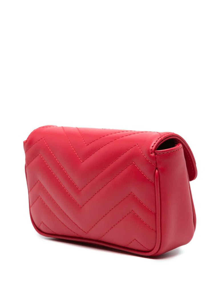 Red Gg Marmont Super Mini Leather Shoulder Bag
