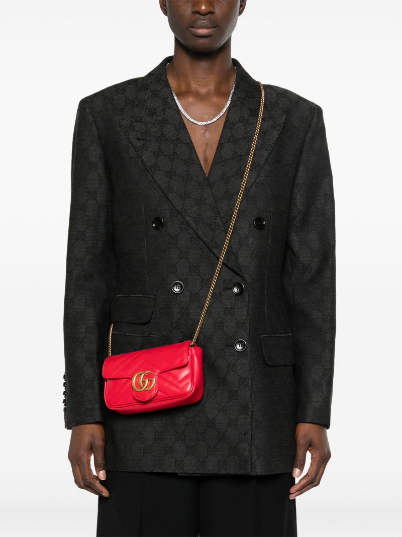 Red Gg Marmont Super Mini Leather Shoulder Bag