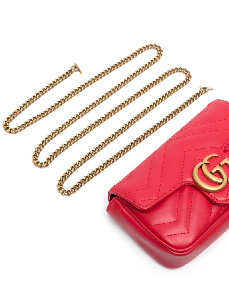 Red Gg Marmont Super Mini Leather Shoulder Bag