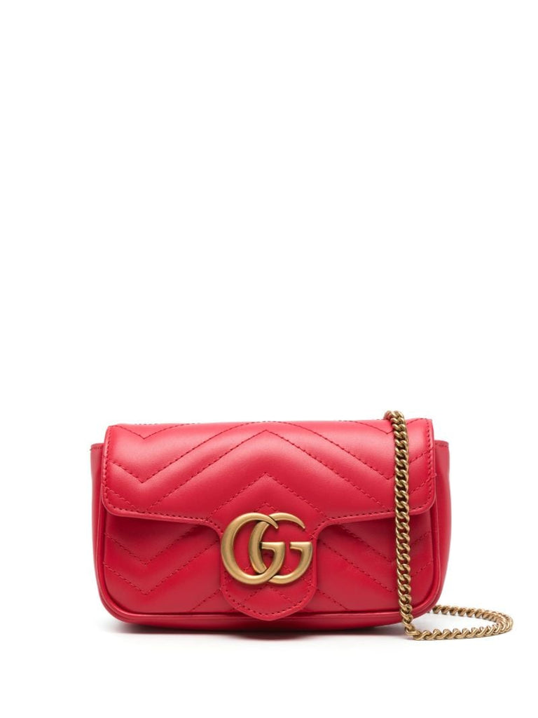 Red Gg Marmont Super Mini Leather Shoulder Bag