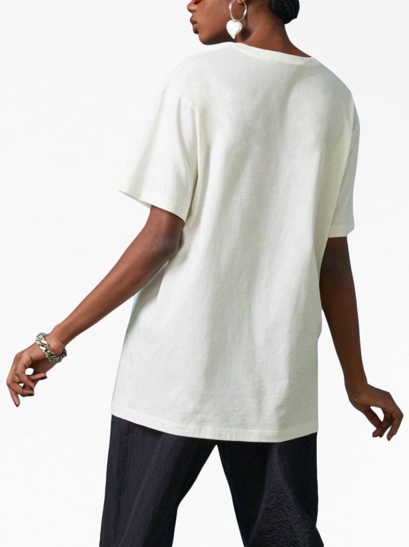 White Logo Print Cotton T-shirt
