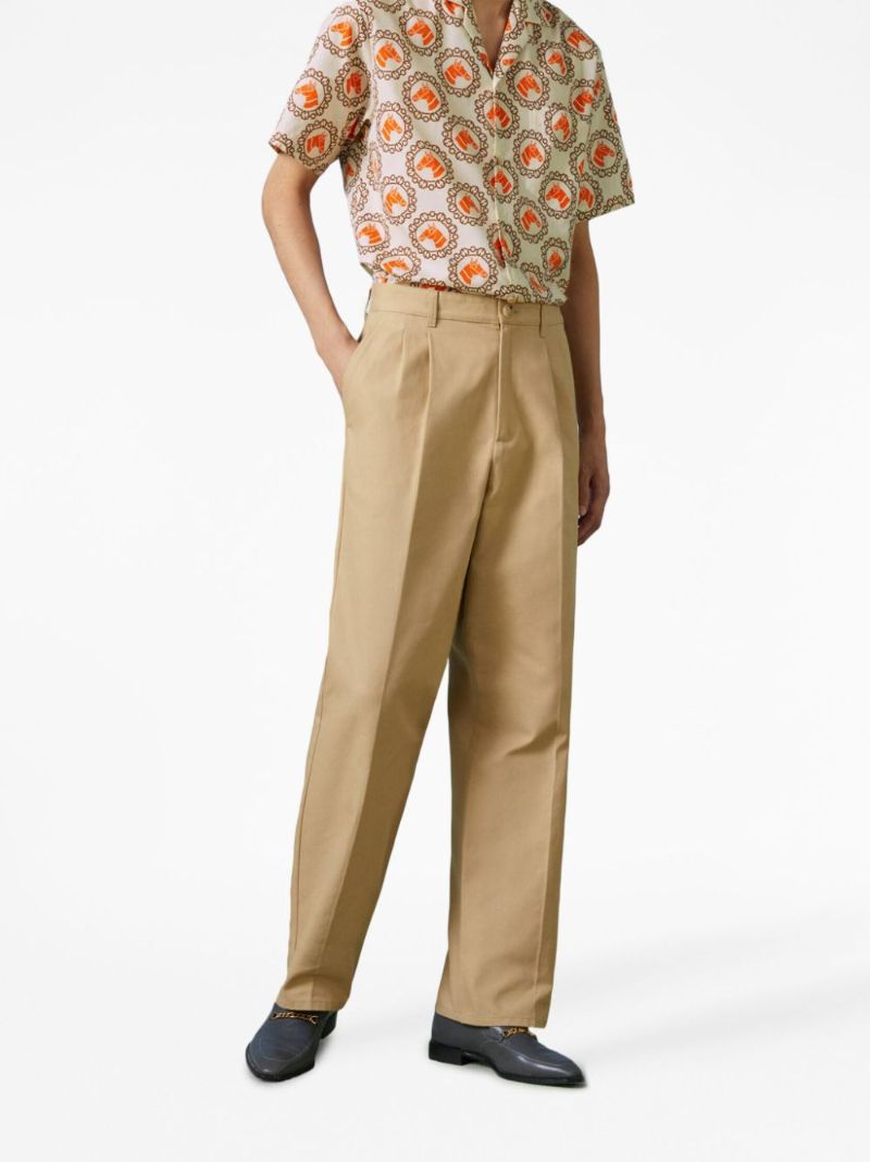 Neutral Geometric Print Short-sleeve Cotton Shirt