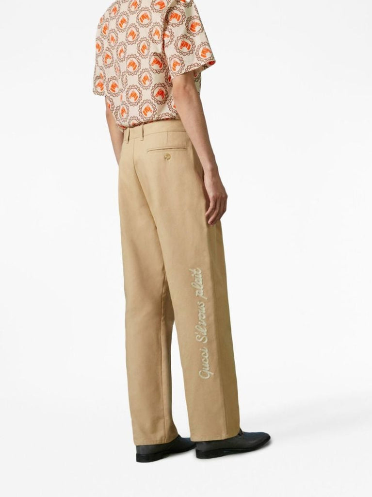 Neutral Geometric Print Short-sleeve Cotton Shirt