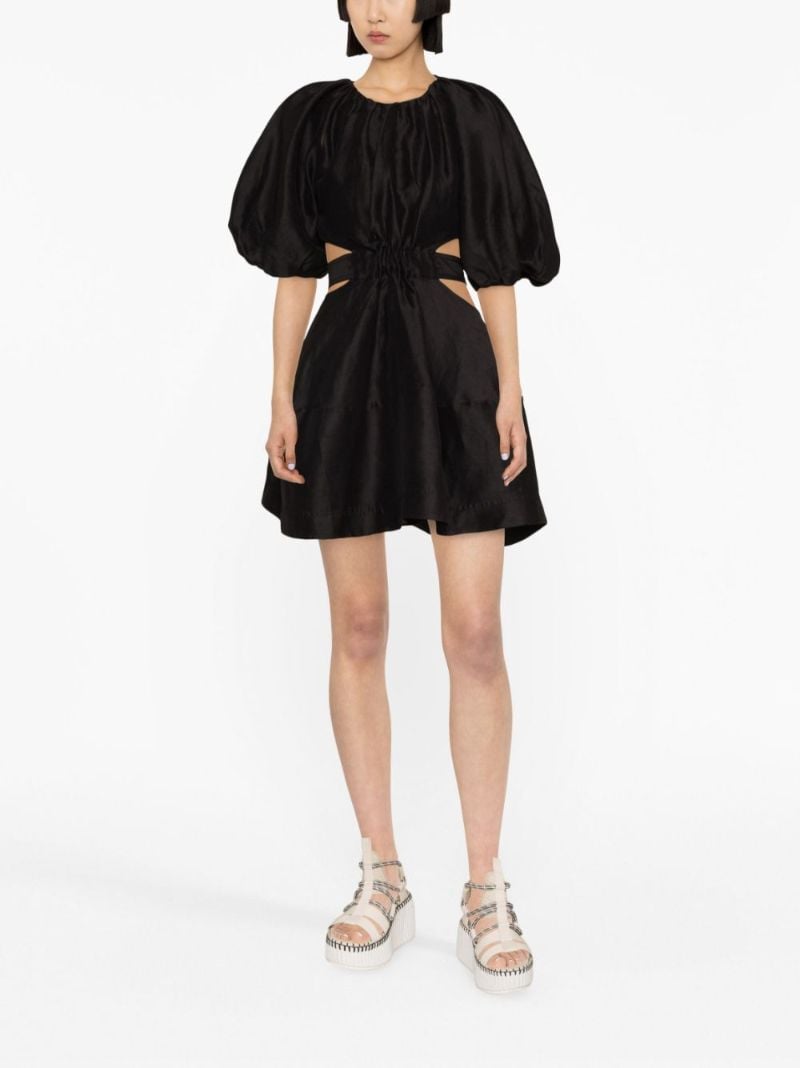 Black Mimosa Puff Sleeve Cut-out Mini Dress