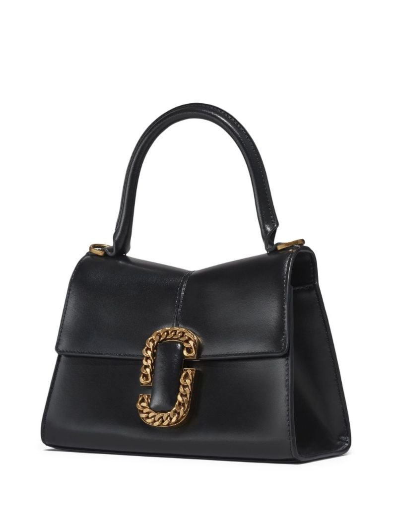 Black J Marc Chain Logo Top Handle Bag