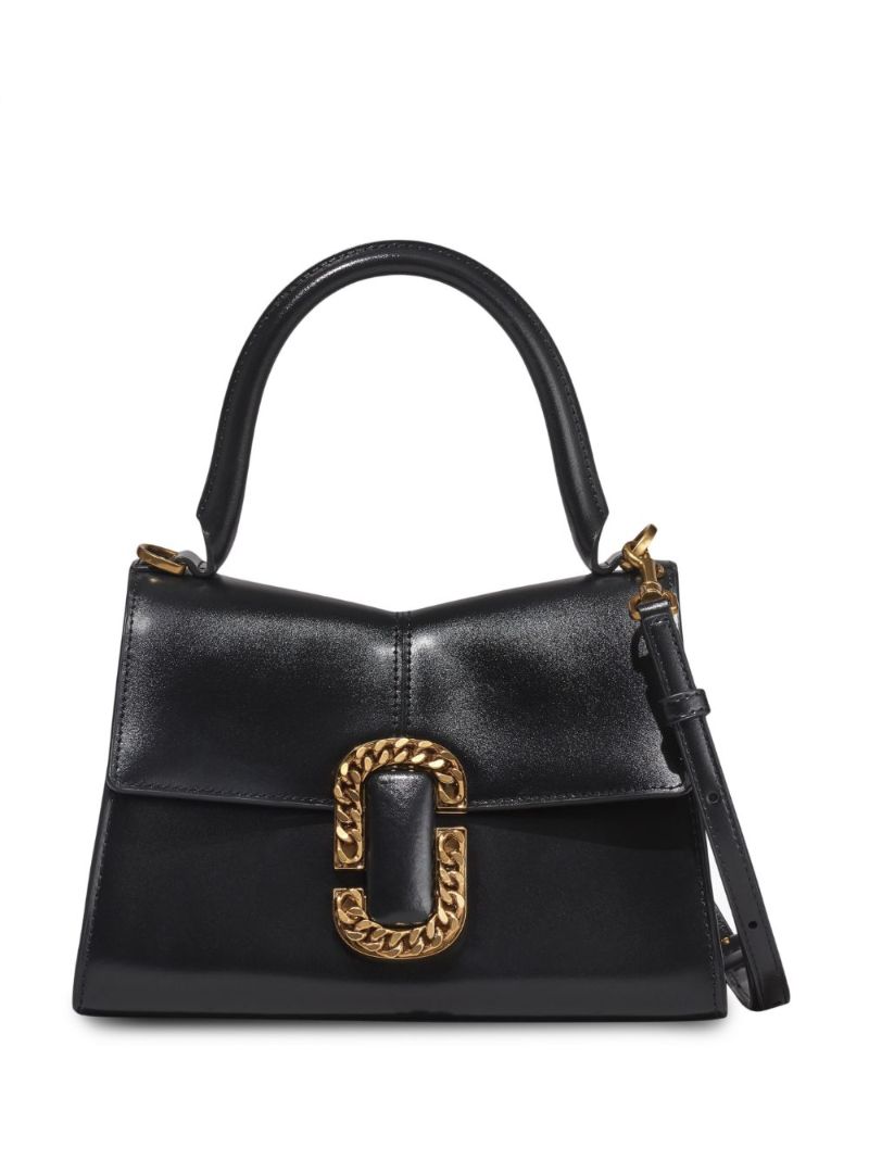 Black J Marc Chain Logo Top Handle Bag