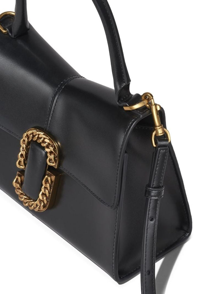 Black J Marc Chain Logo Top Handle Bag
