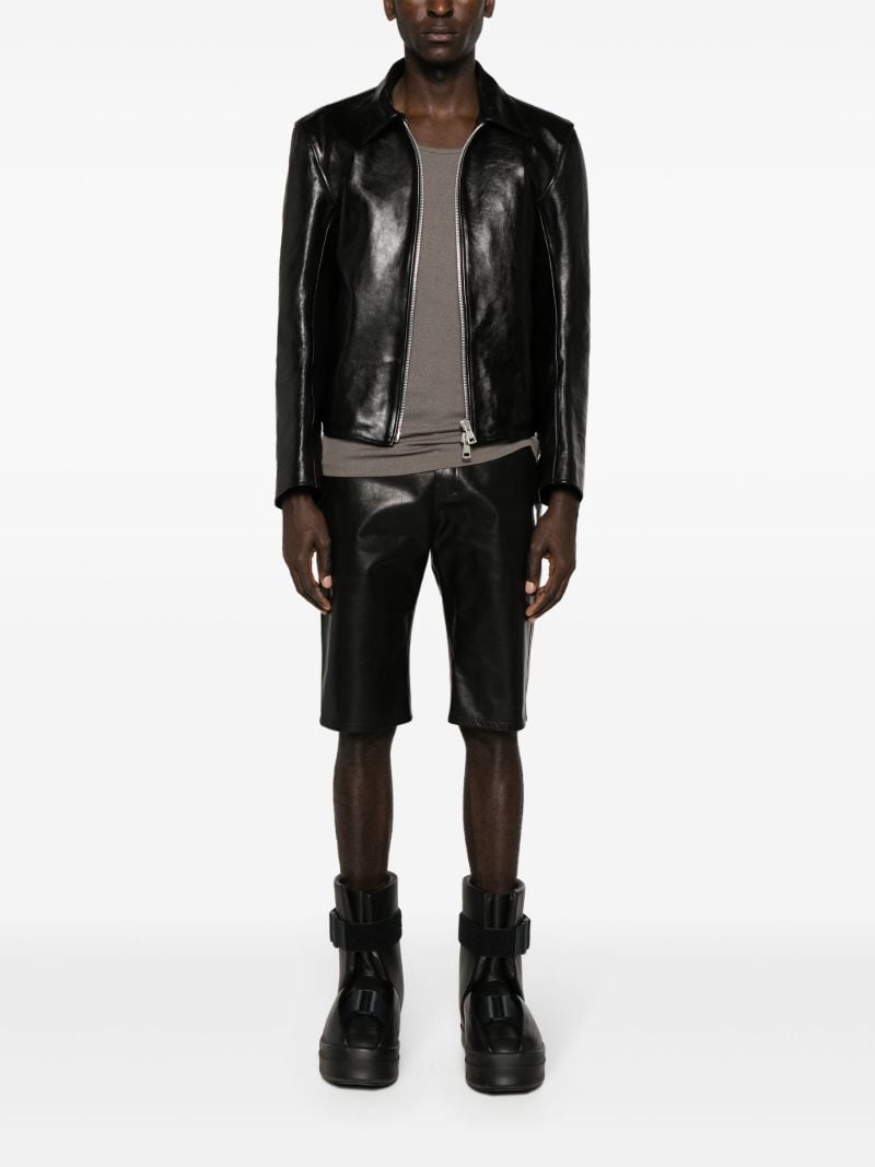 Black Logo-debossed Leather Shorts