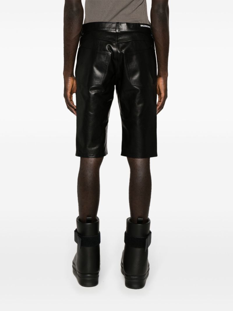 Black Logo-debossed Leather Shorts