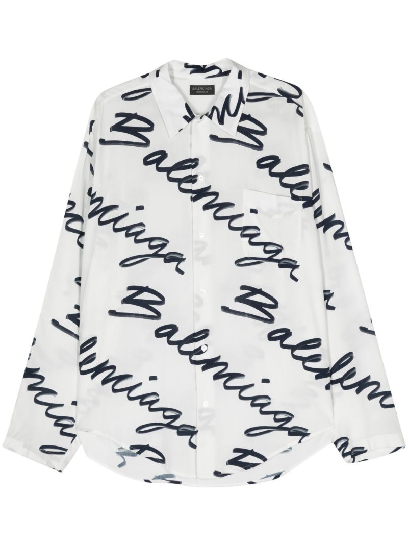 White Logo-print Poplin Shirt