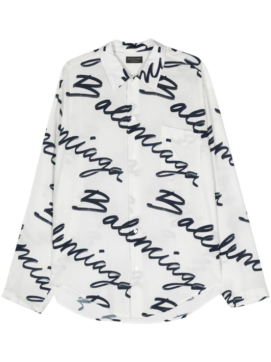 White Logo-print Poplin Shirt
