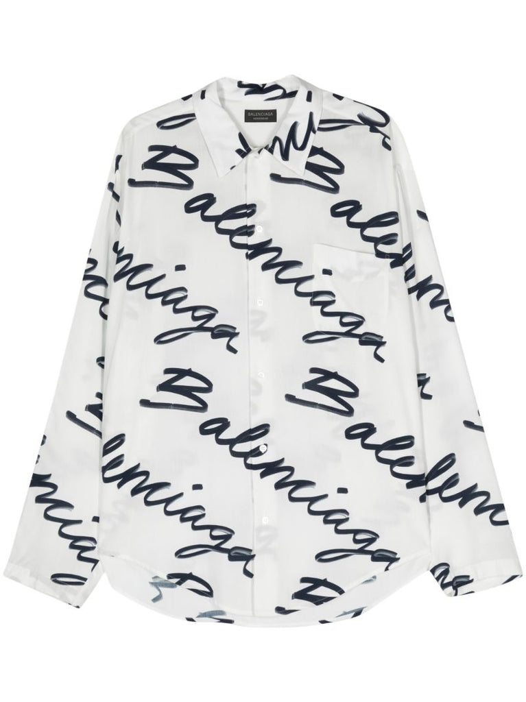 White Logo-print Poplin Shirt