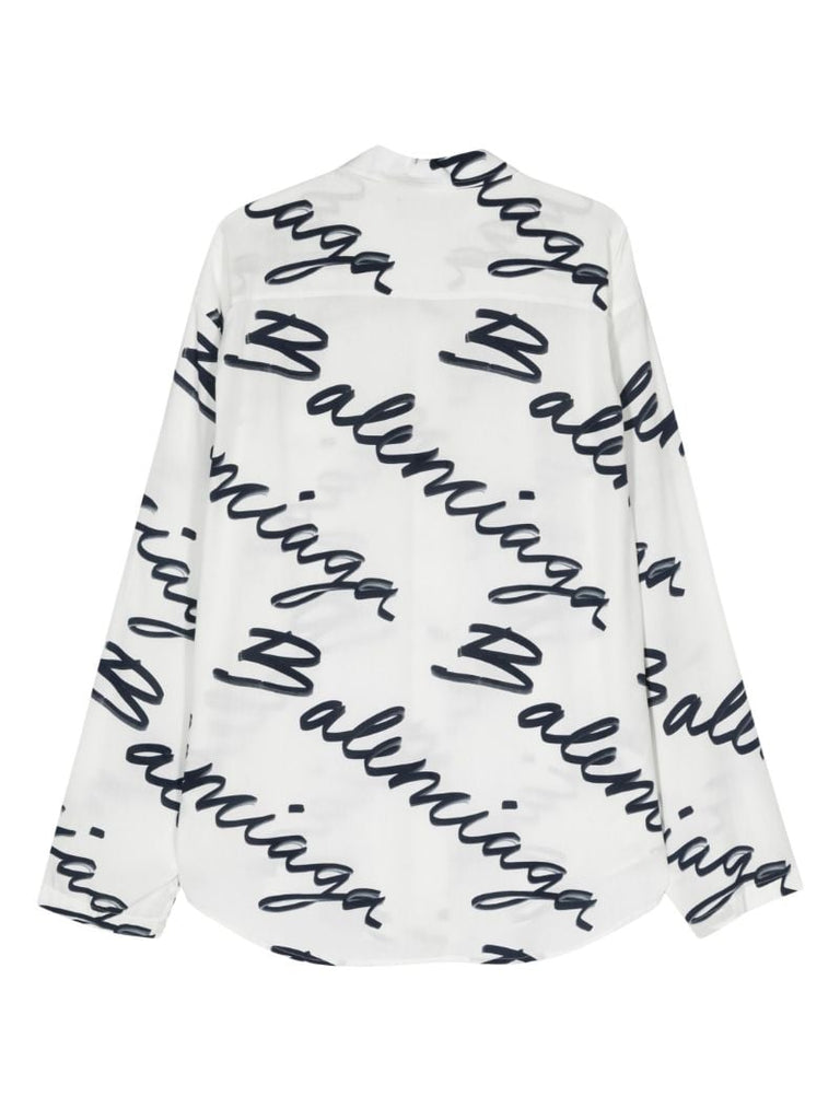 White Logo-print Poplin Shirt