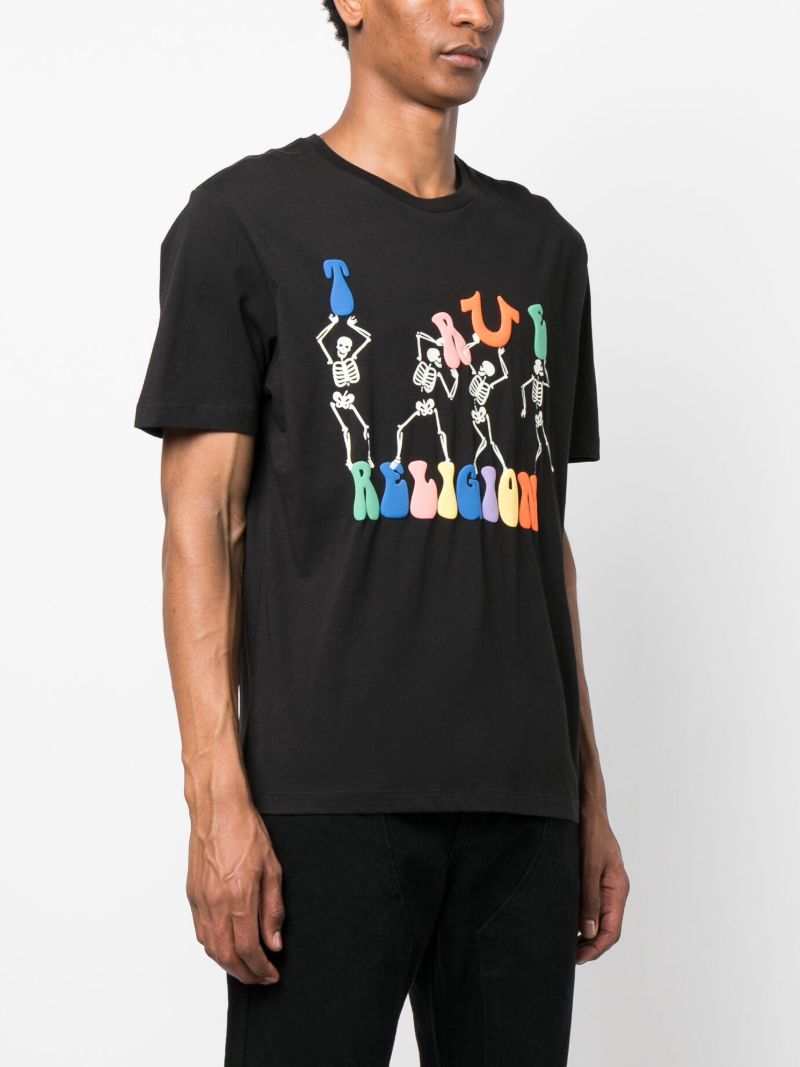 Black Rue Bone Skeleton Logo Print T-shirt