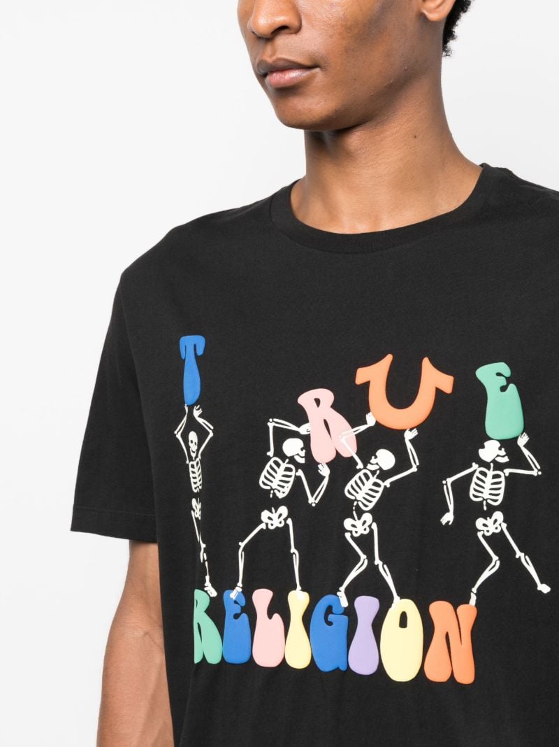 Black Rue Bone Skeleton Logo Print T-shirt