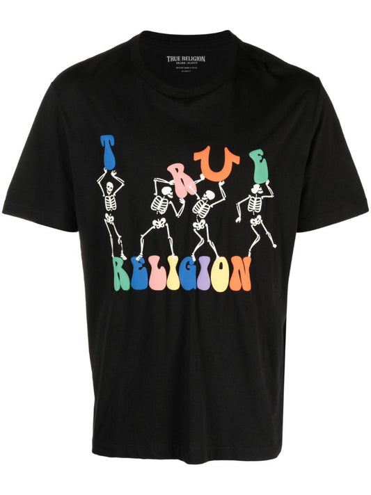 Black Rue Bone Skeleton Logo Print T-shirt