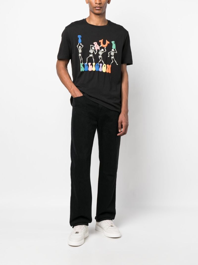 Black Rue Bone Skeleton Logo Print T-shirt