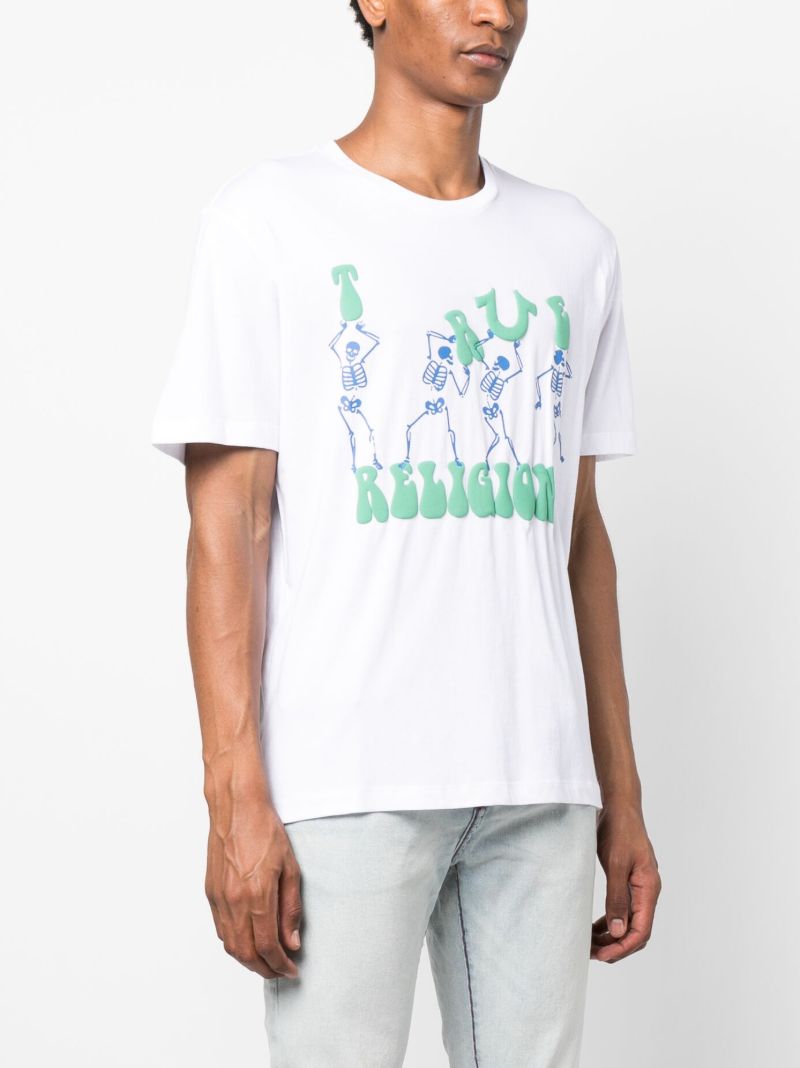White True Bone Skeleton Logo Print T-shirt