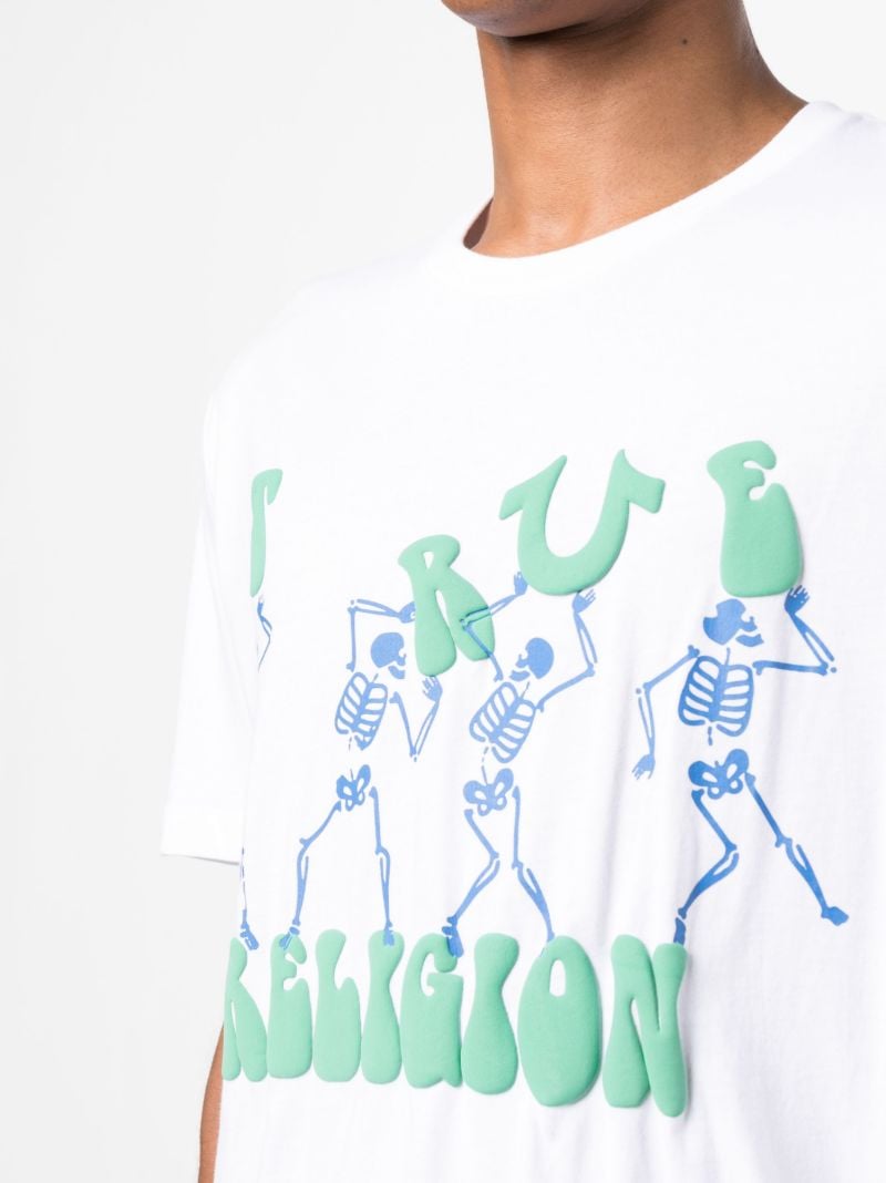 White True Bone Skeleton Logo Print T-shirt
