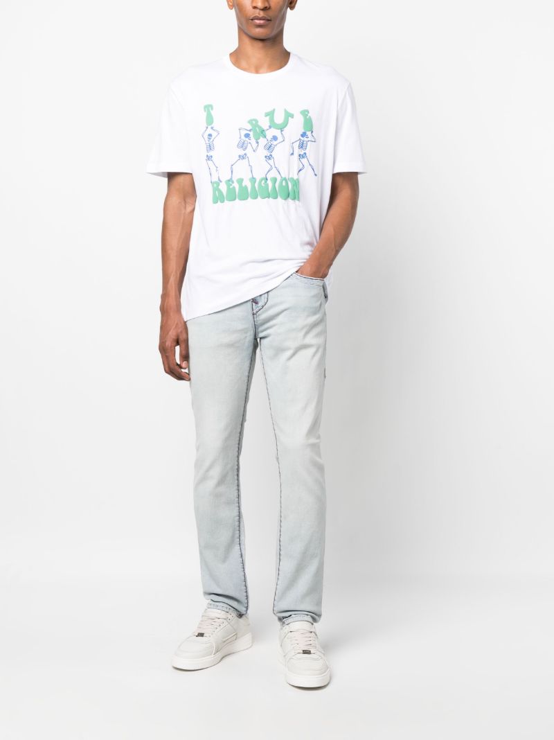 White True Bone Skeleton Logo Print T-shirt