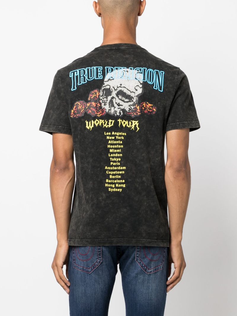 Black Skull-print Cotton T-shirt