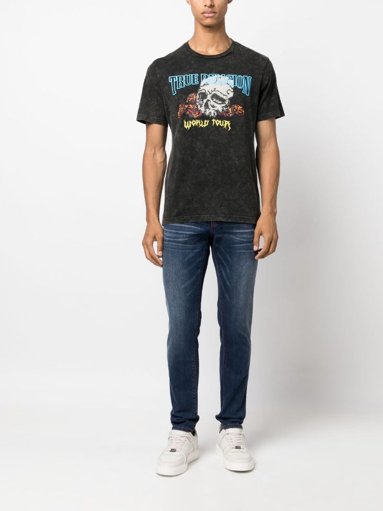 Black Skull-print Cotton T-shirt