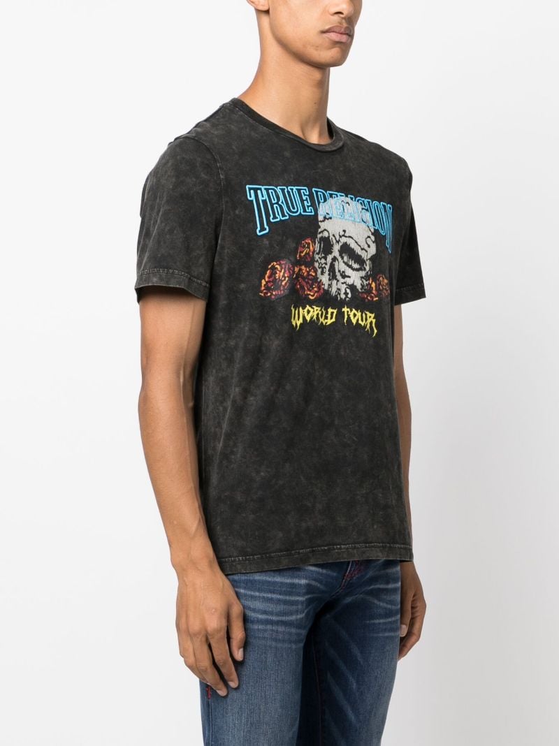 Black Skull-print Cotton T-shirt