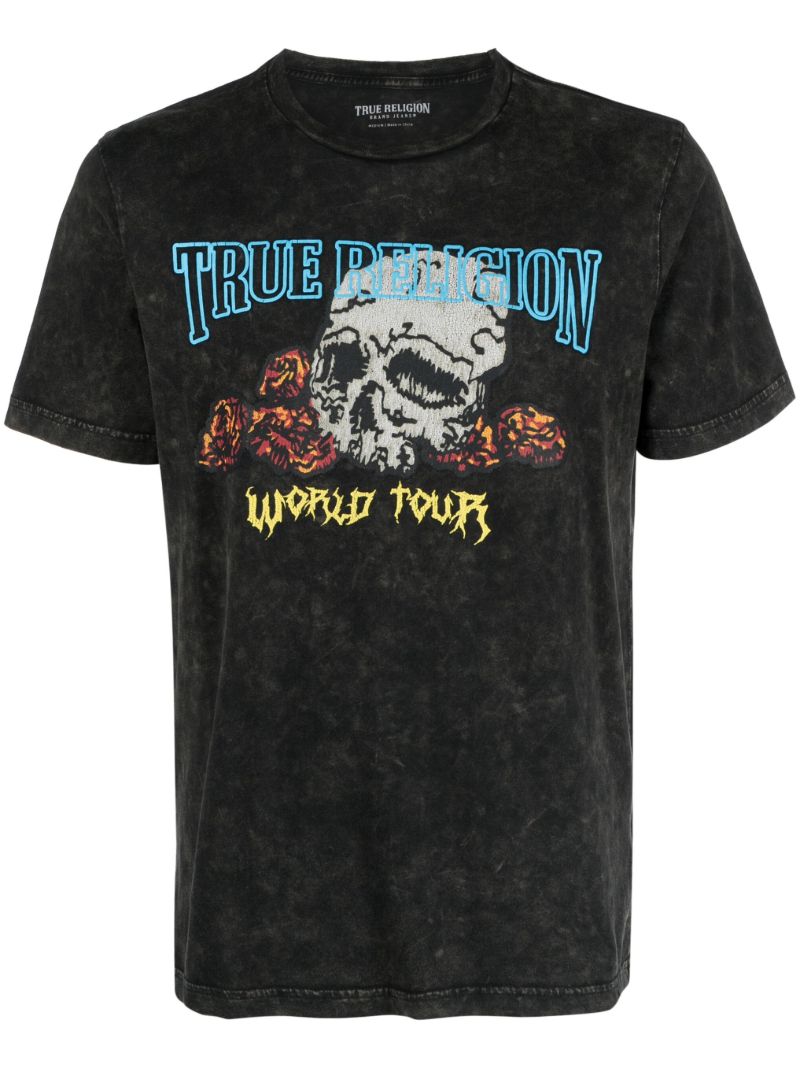 Black Skull-print Cotton T-shirt