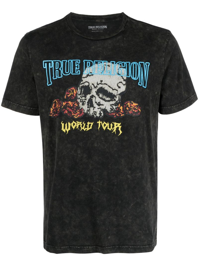 Black Skull-print Cotton T-shirt