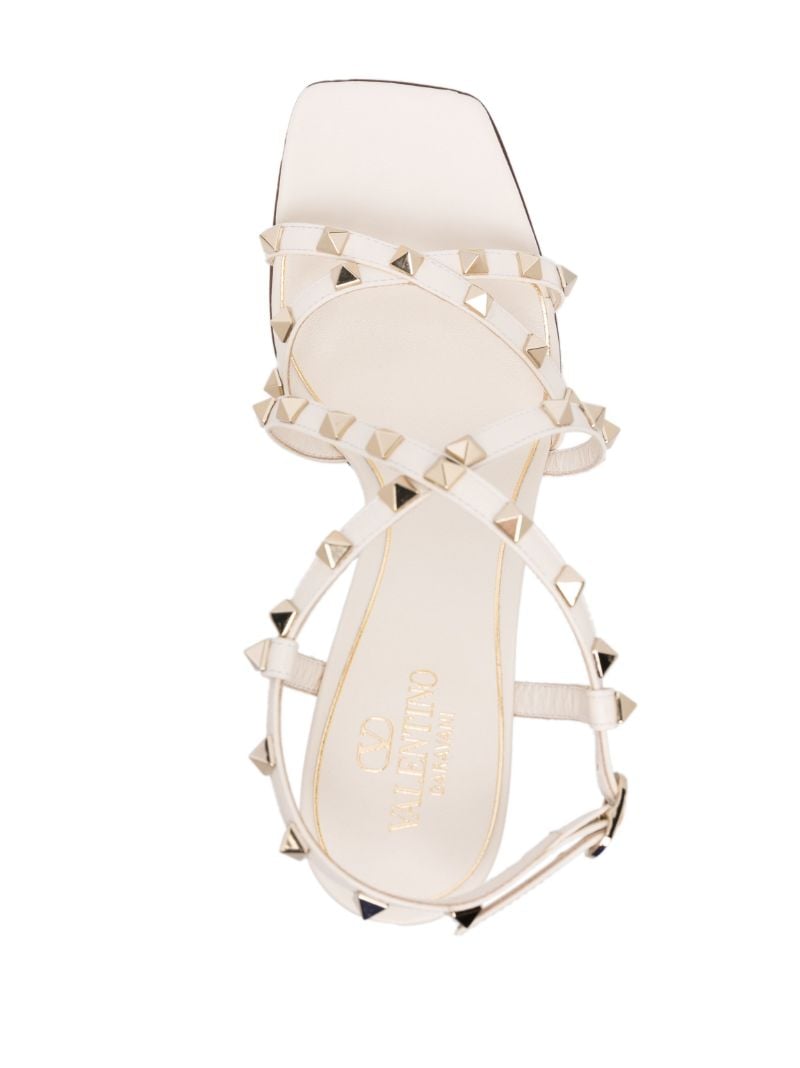 White Rockstud 100 Leather Sandals