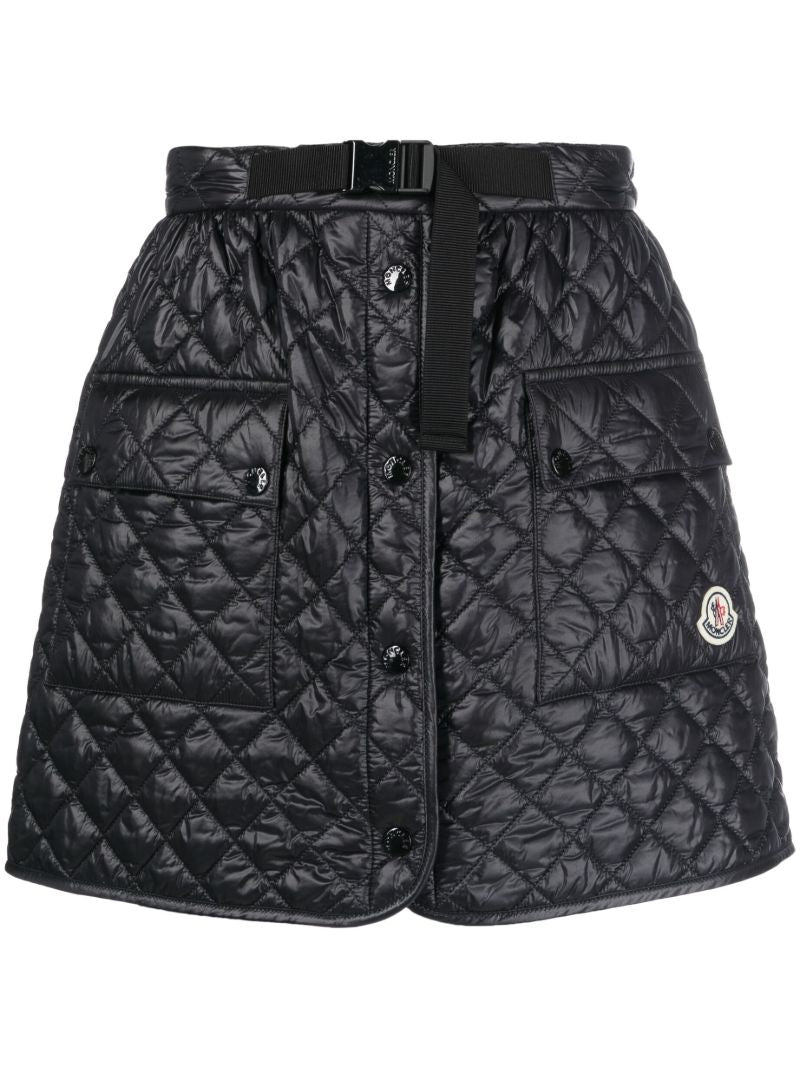 Black Quilted A-line Skirt