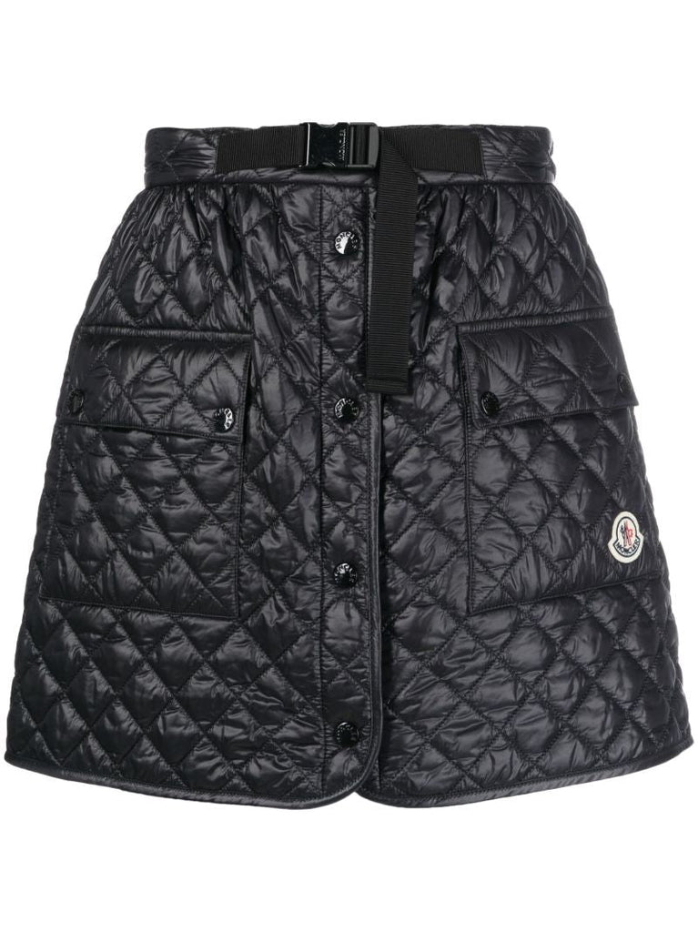 Black Quilted A-line Skirt