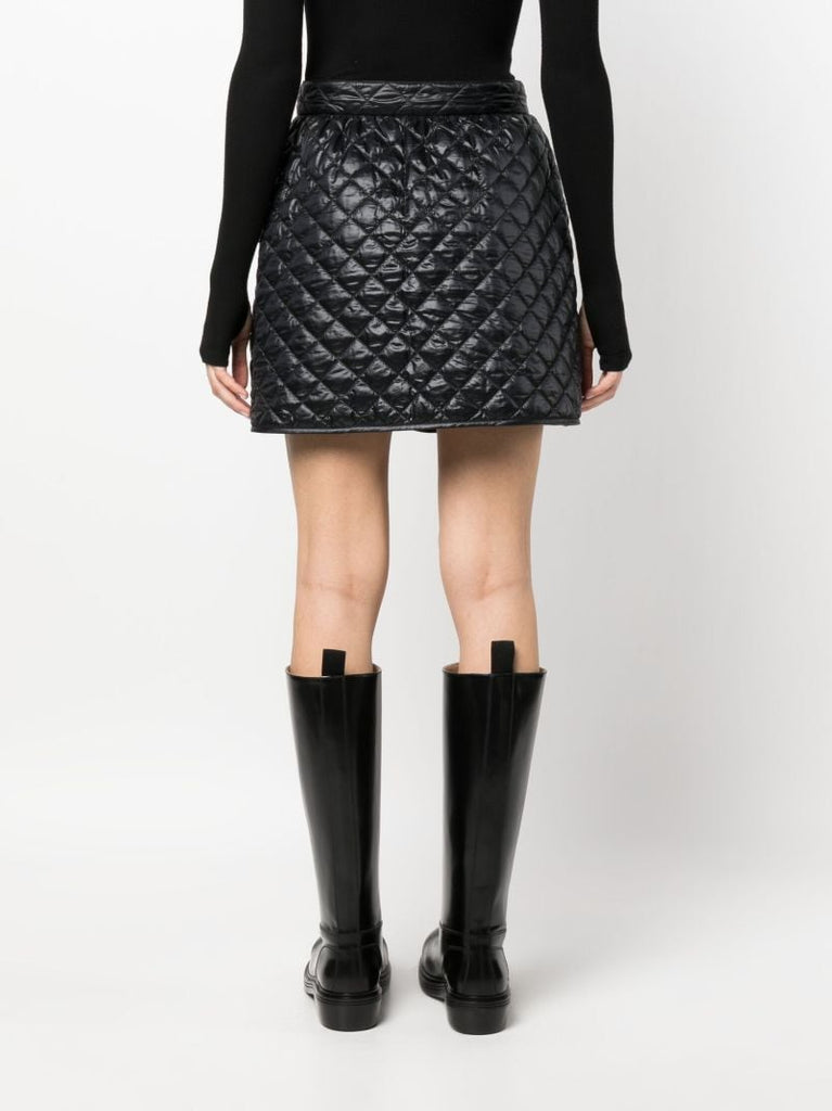 Black Quilted A-line Skirt