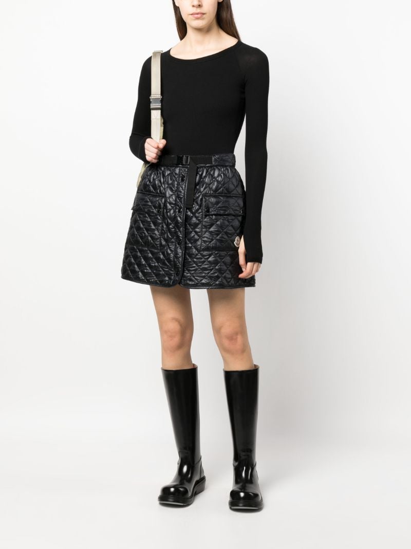 Black Quilted A-line Skirt