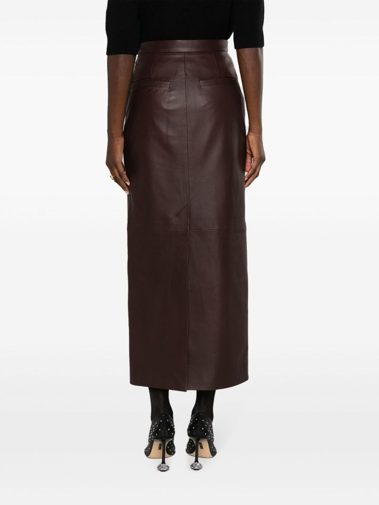 Brown Mari Leather Skirt