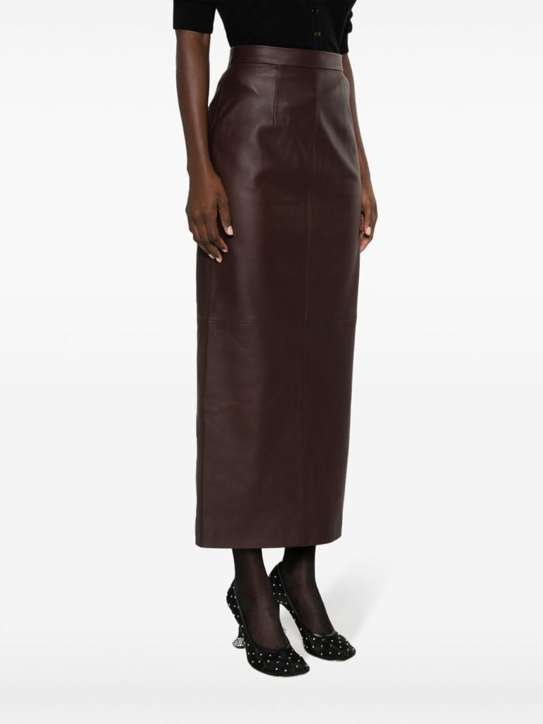 Brown Mari Leather Skirt