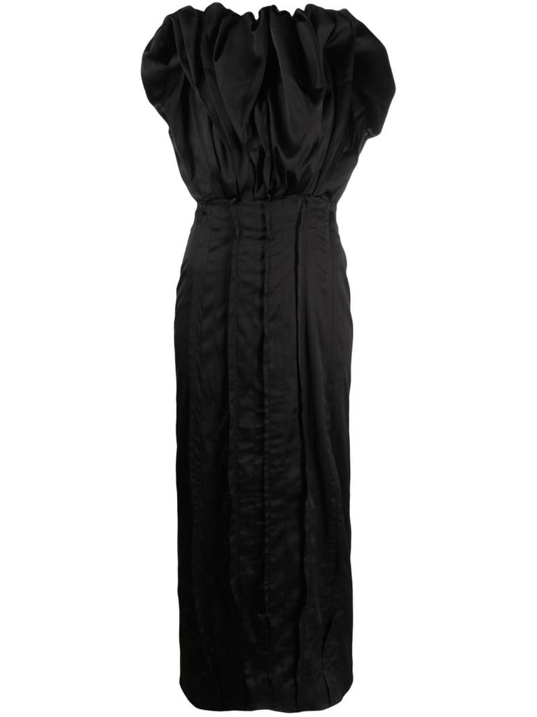 Black Emilia Strapless Midi Dress