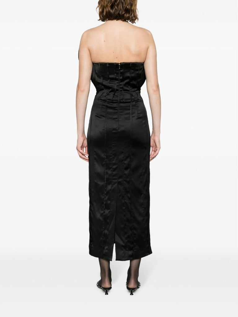 Black Emilia Strapless Midi Dress