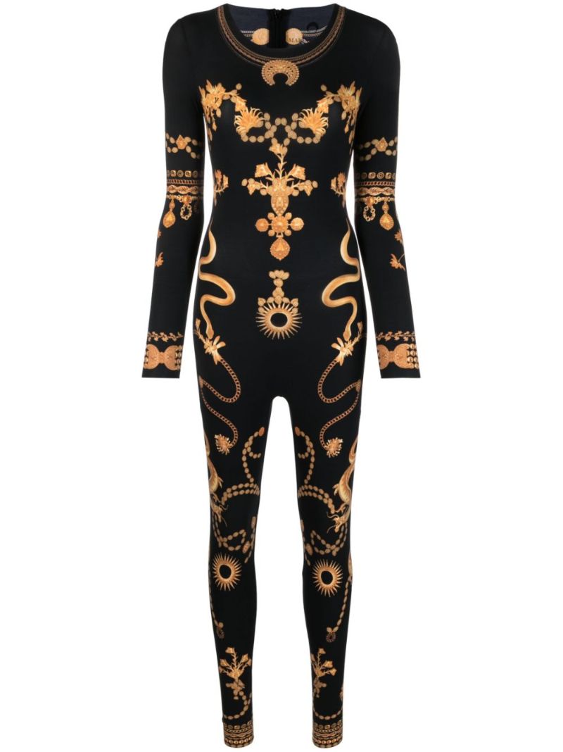 Black Ornament Jewelry Print Jumpsuit