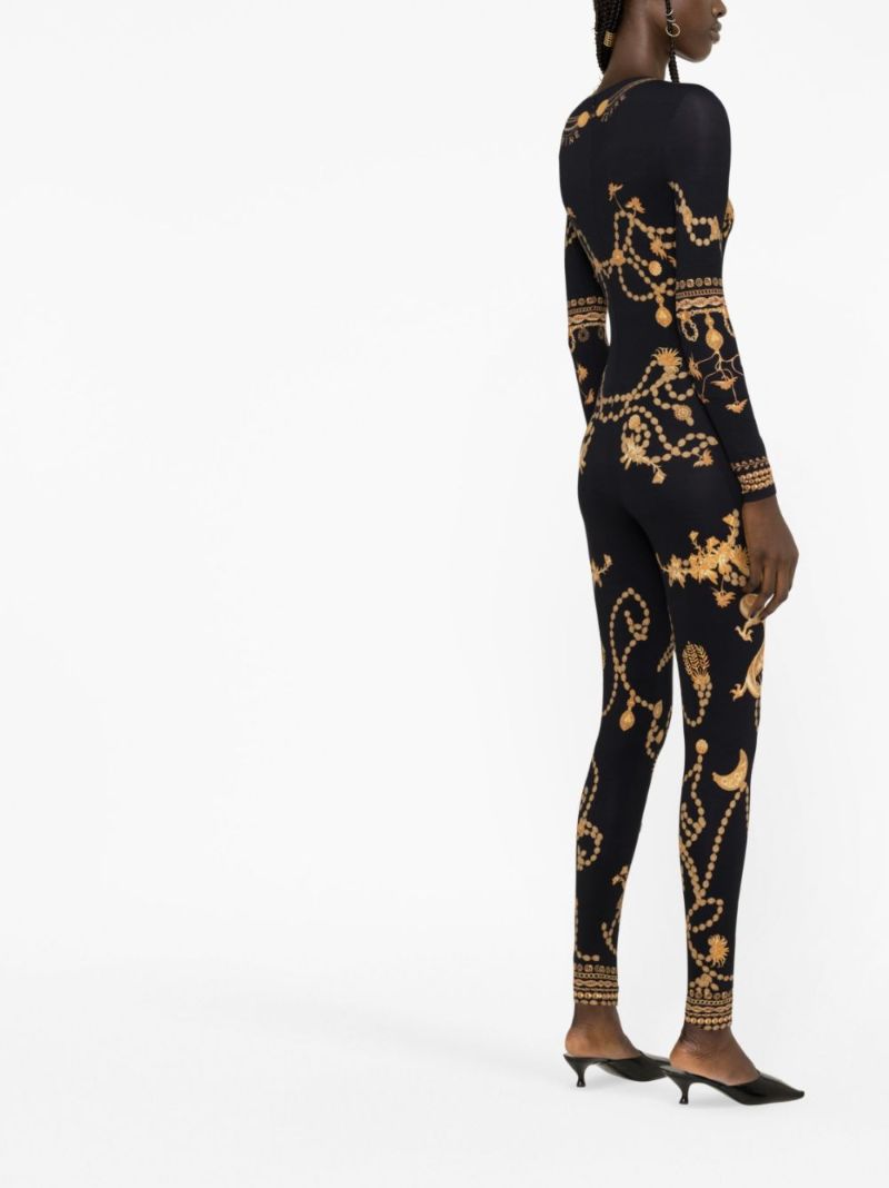 Black Ornament Jewelry Print Jumpsuit