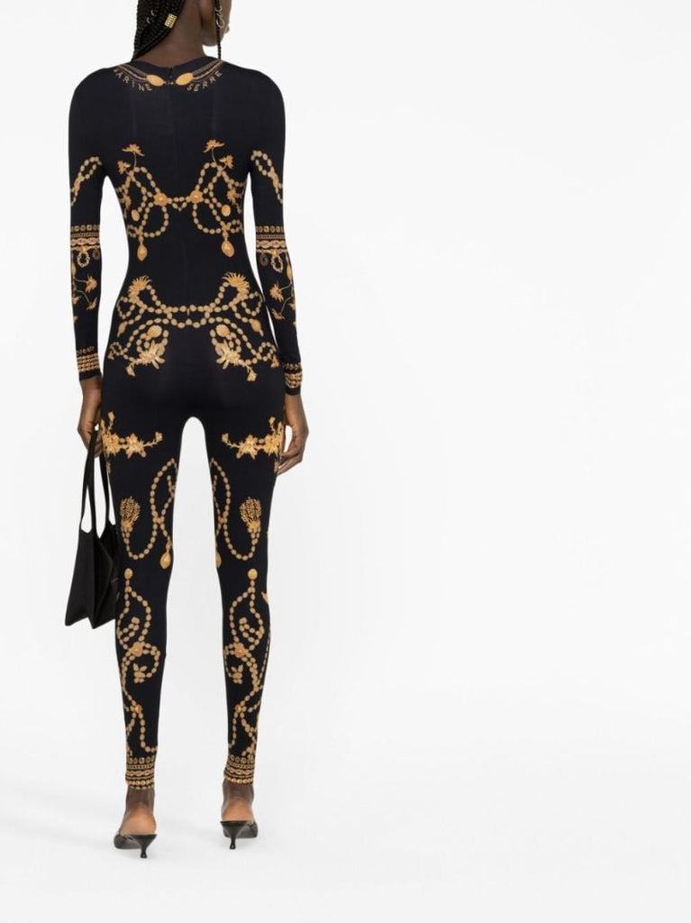 Black Ornament Jewelry Print Jumpsuit