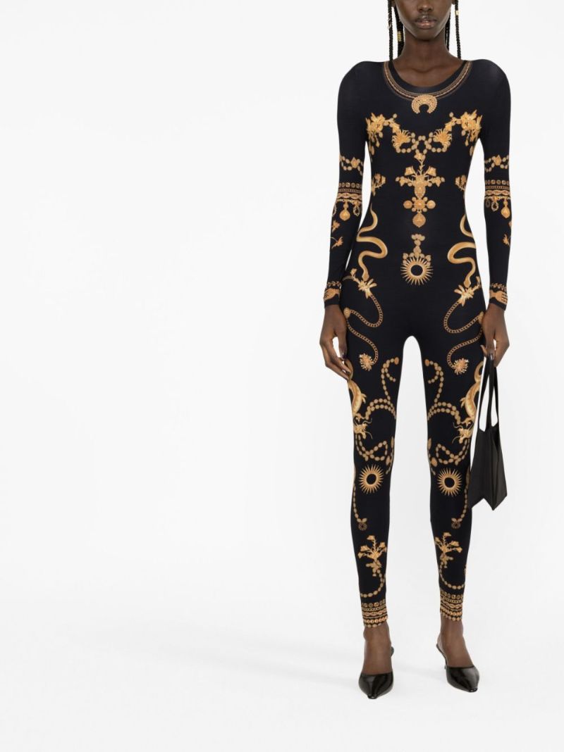 Black Ornament Jewelry Print Jumpsuit