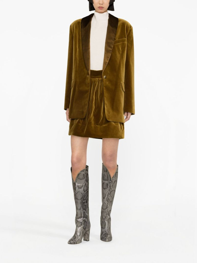 Green Lyrical Velvet Mini Skirt